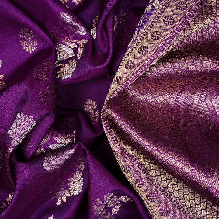 Handwoven Purple Uppada Soft Silk Saree - 2758T012981DSC