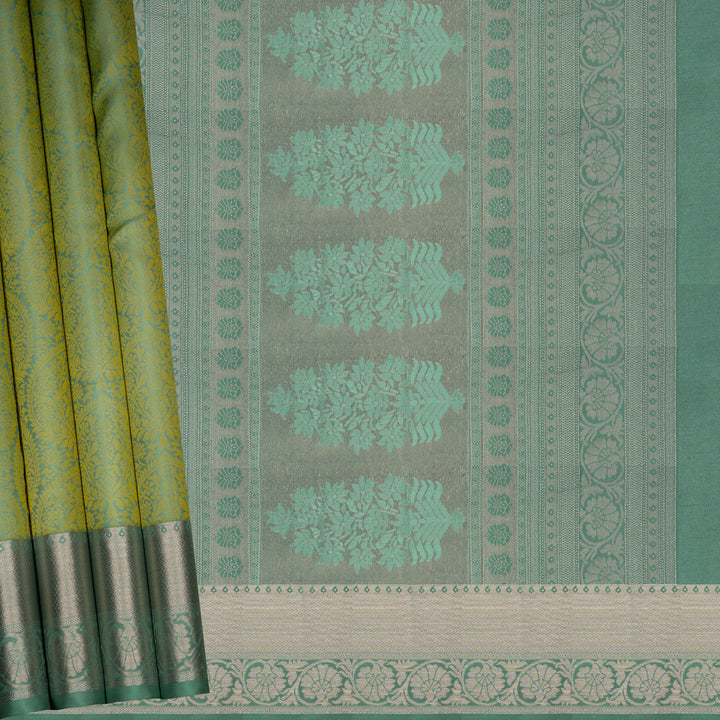 Handwoven Green Uppada Soft Silk Saree - 2760T012983DSC
