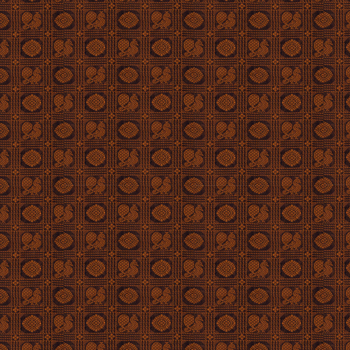 Brown Kanchi cotton saree with annam and chakram checks, maroon border and detailed pallu with matching blouse