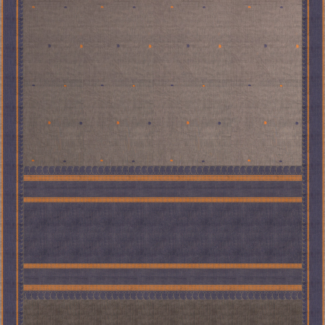 Handwoven Grey Kanjivaram cotton Saree - 2646T010829DSC