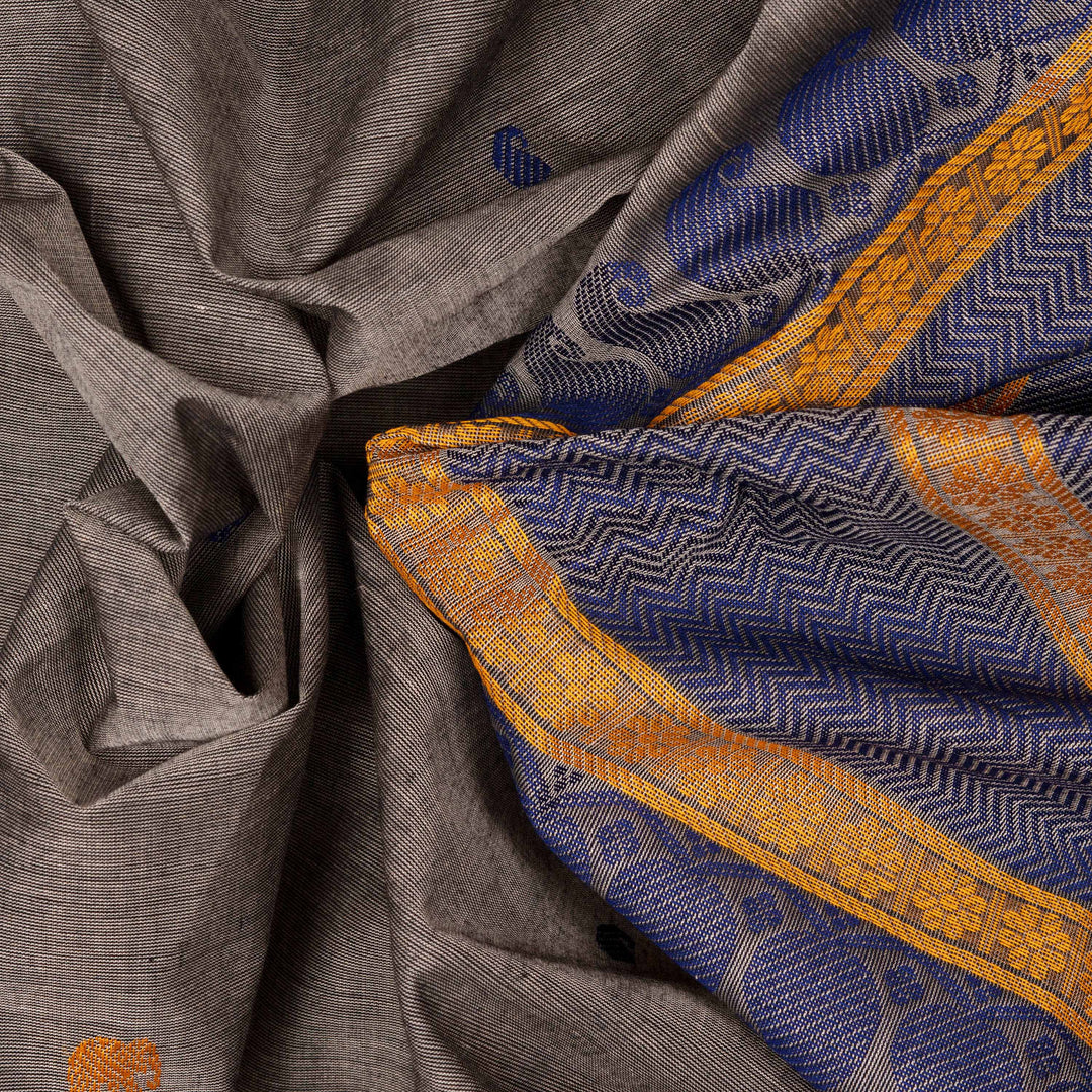 Handwoven Grey Kanjivaram cotton Saree - 2646T010829DSC