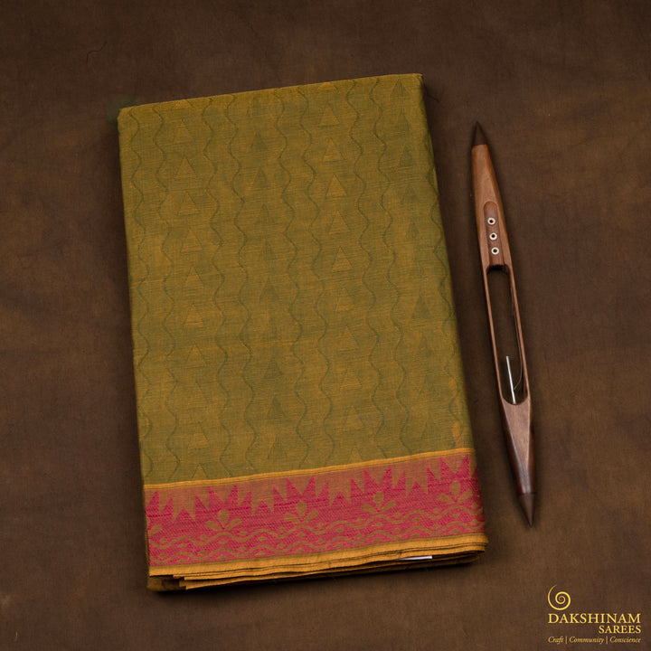 Handwoven Green South Cotton Saree - 2664T012850DSC