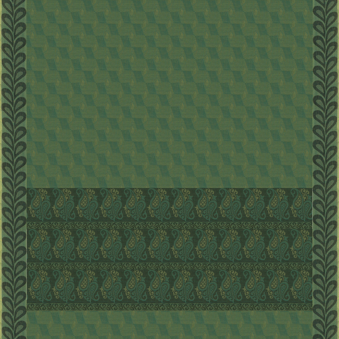 Handwoven Green South Cotton Saree - 2668T012847DSC