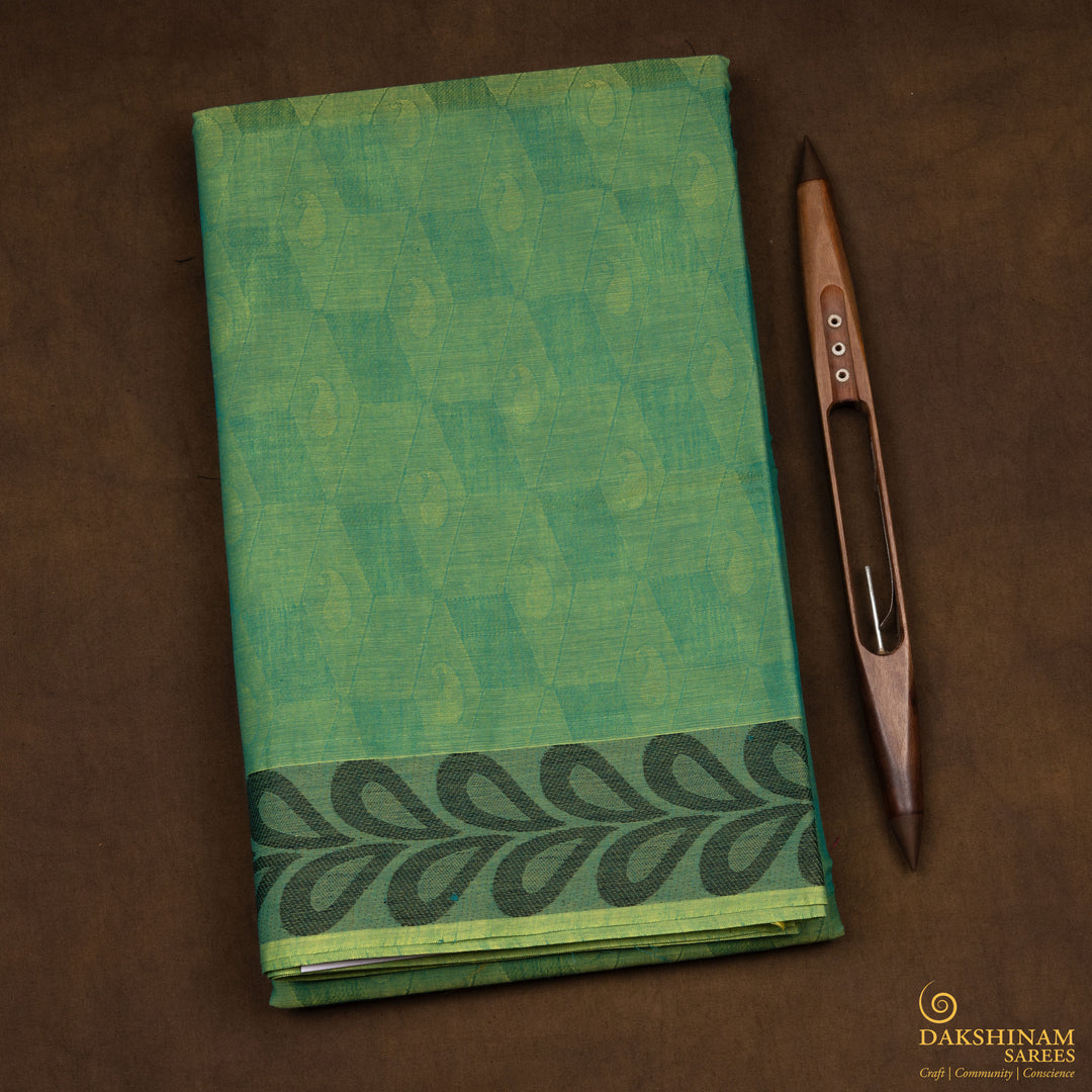 Handwoven Green South Cotton Saree - 2668T012847DSC
