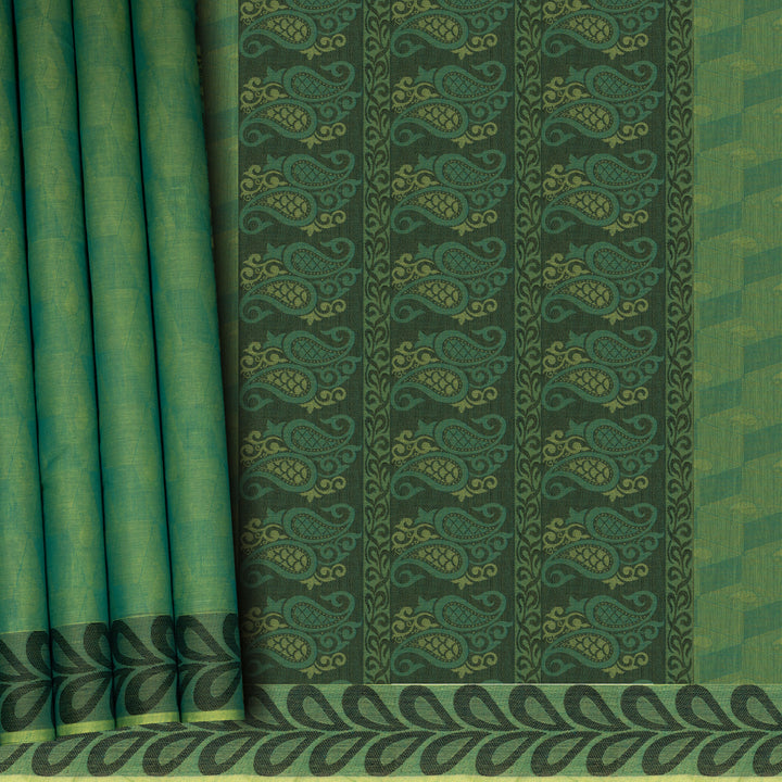 Handwoven Green South Cotton Saree - 2668T012847DSC