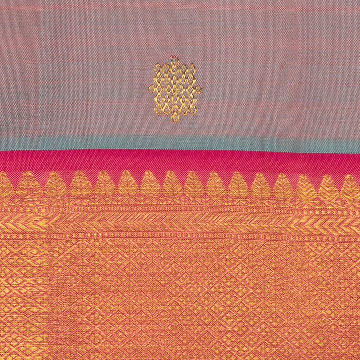 Handwoven Blue with Pink Kanjivaram Silk Saree - 2671T012539DSC
