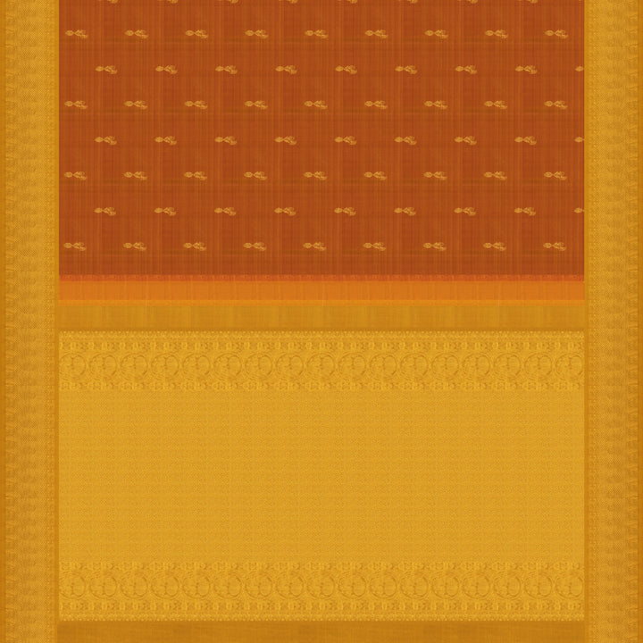 Handwoven Orange with Yellow Kanjivaram Silk Saree - 2676T013038DSC