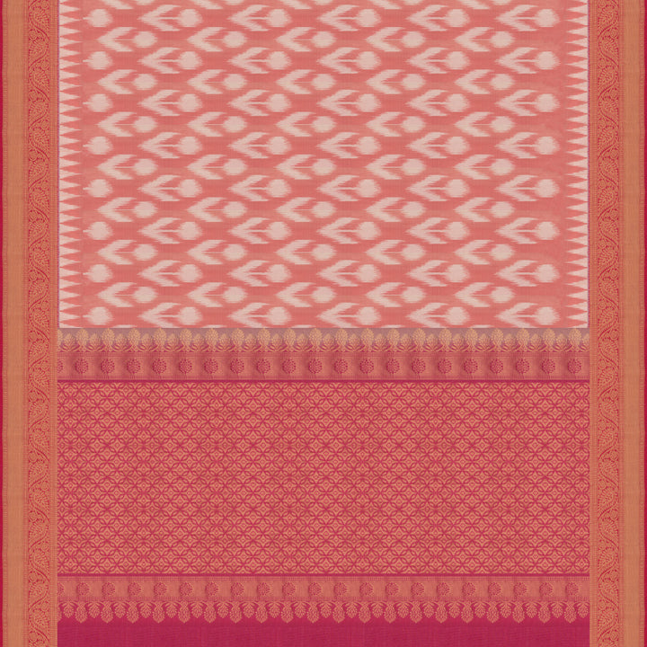 Handwoven Peach with Pink Ikat Soft Silk Saree - 2678N034172DSC