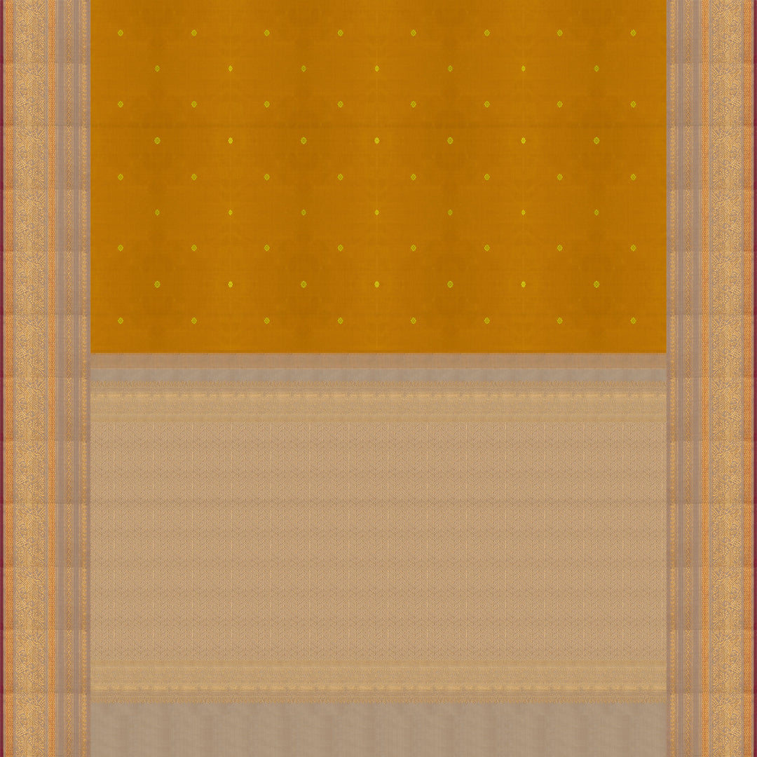 Handwoven Yellow with Beige Kanjivaram Silk Saree - 2681T013042DSC