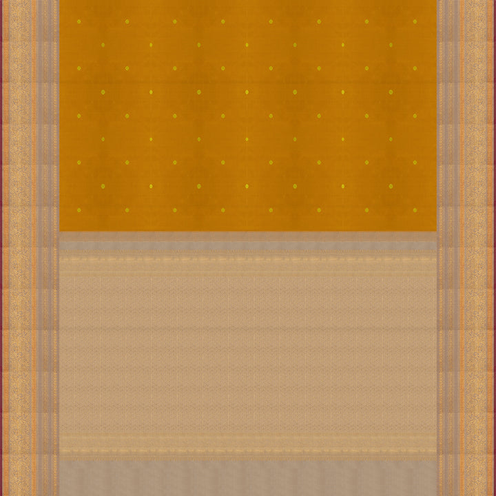 Handwoven Yellow with Beige Kanjivaram Silk Saree - 2681T013042DSC