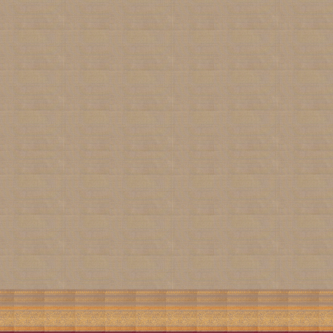 Handwoven Yellow with Beige Kanjivaram Silk Saree - 2681T013042DSC