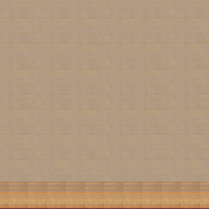 Handwoven Yellow with Beige Kanjivaram Silk Saree - 2681T013042DSC