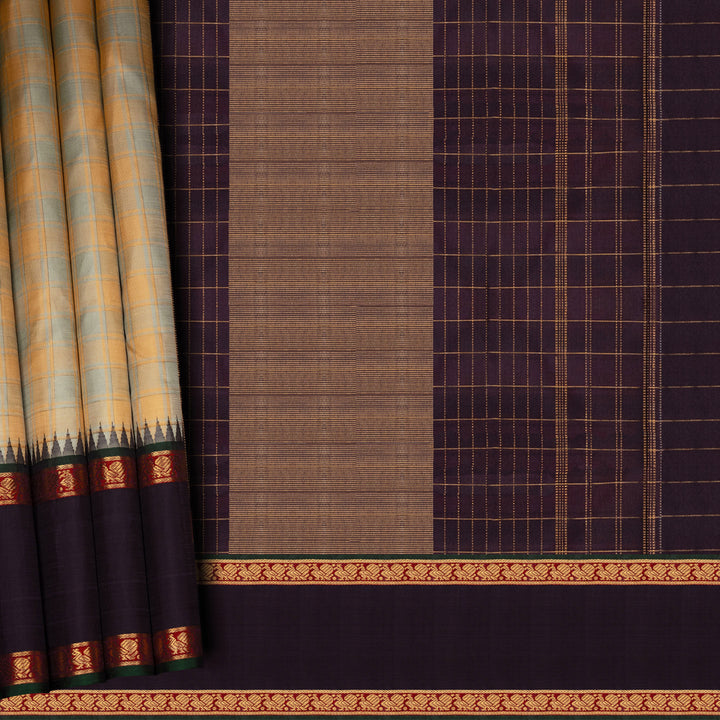 Handwoven Multicolour with Blue Kanjivaram Silk Saree - 2683T012537DSC