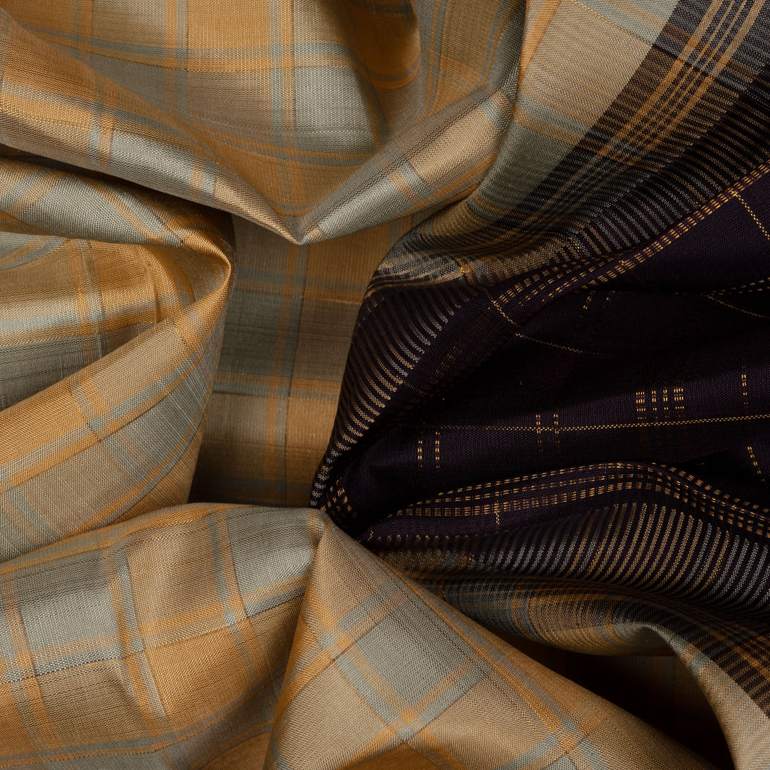 Handwoven Multicolour with Blue Kanjivaram Silk Saree - 2683T012537DSC