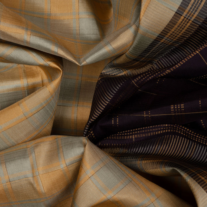 Handwoven Multicolour with Blue Kanjivaram Silk Saree - 2683T012537DSC