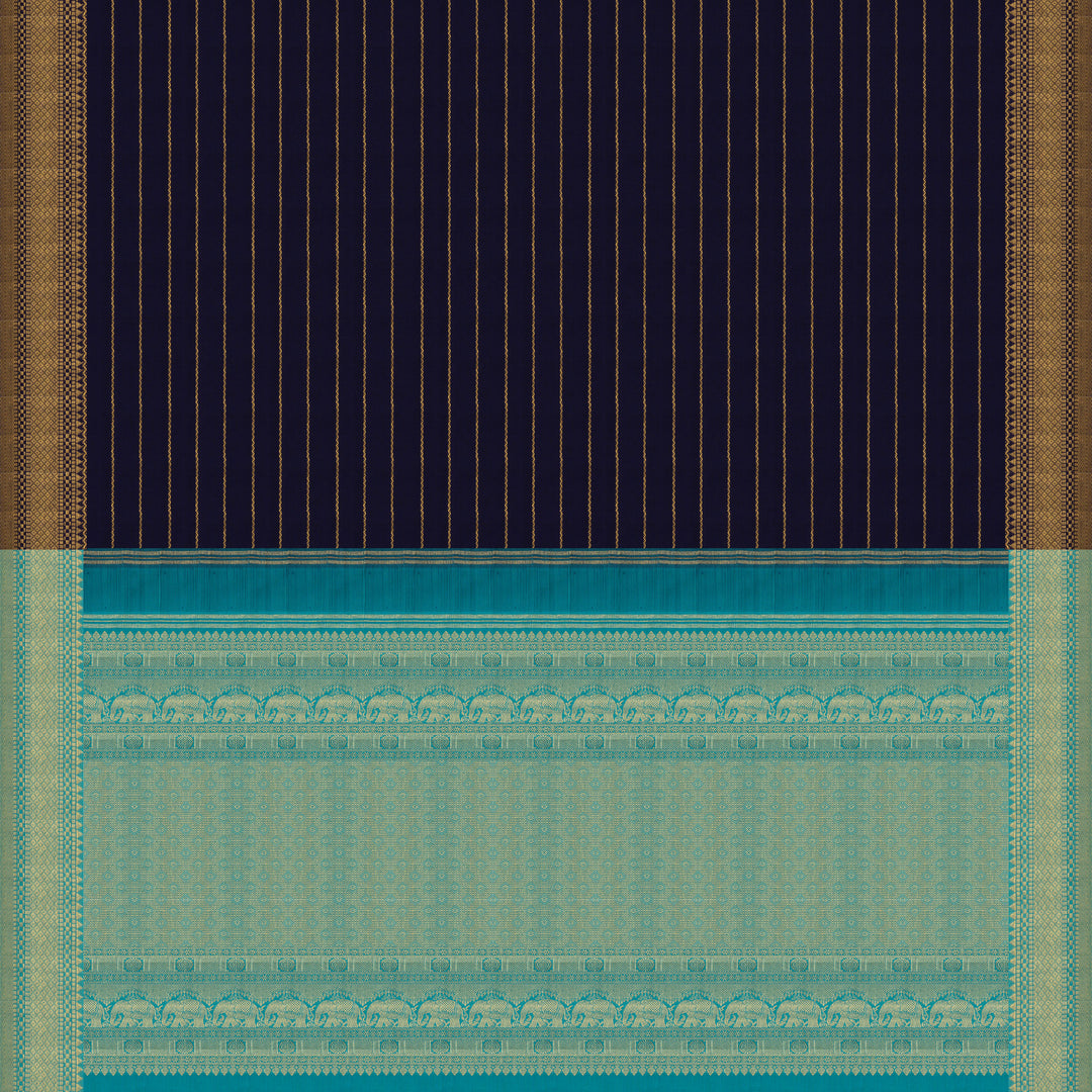 Handwoven Blue Kanjivaram Silk Saree - 2684T010891DSC