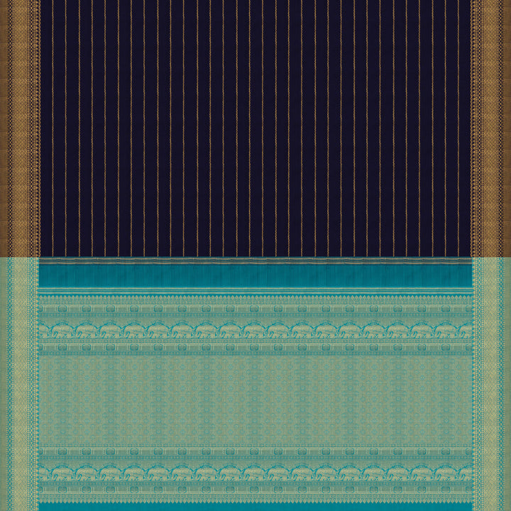 Handwoven Blue Kanjivaram Silk Saree - 2684T010891DSC