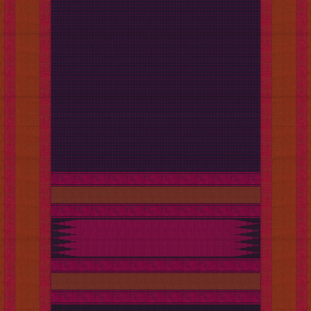 Handwoven Purple Kanjivaram Cotton Saree - 2705T013312DSC
