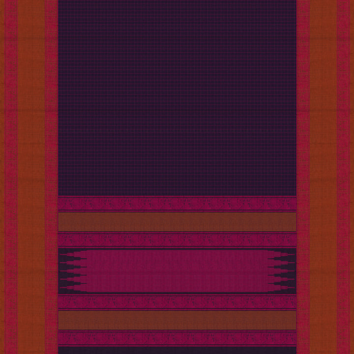 Handwoven Purple Kanjivaram Cotton Saree - 2705T013312DSC