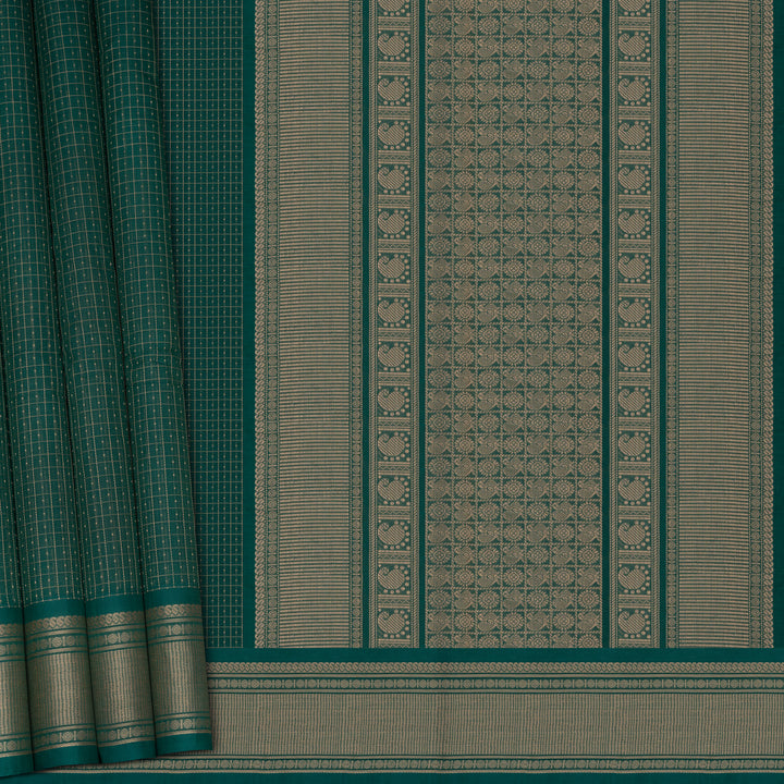 Handwoven Green Kanjivaram Cotton Saree - 2711T013301DSC