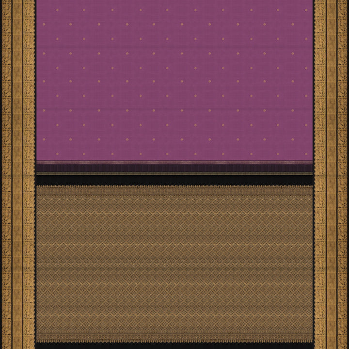 Handwoven Lavendar with Black Kanjivaram Silk Saree - 2713T012561DSC