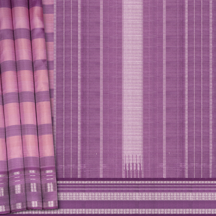 Handwoven Pink and Lavendar Kanjivaram Silk Saree - 2767T013041DSC