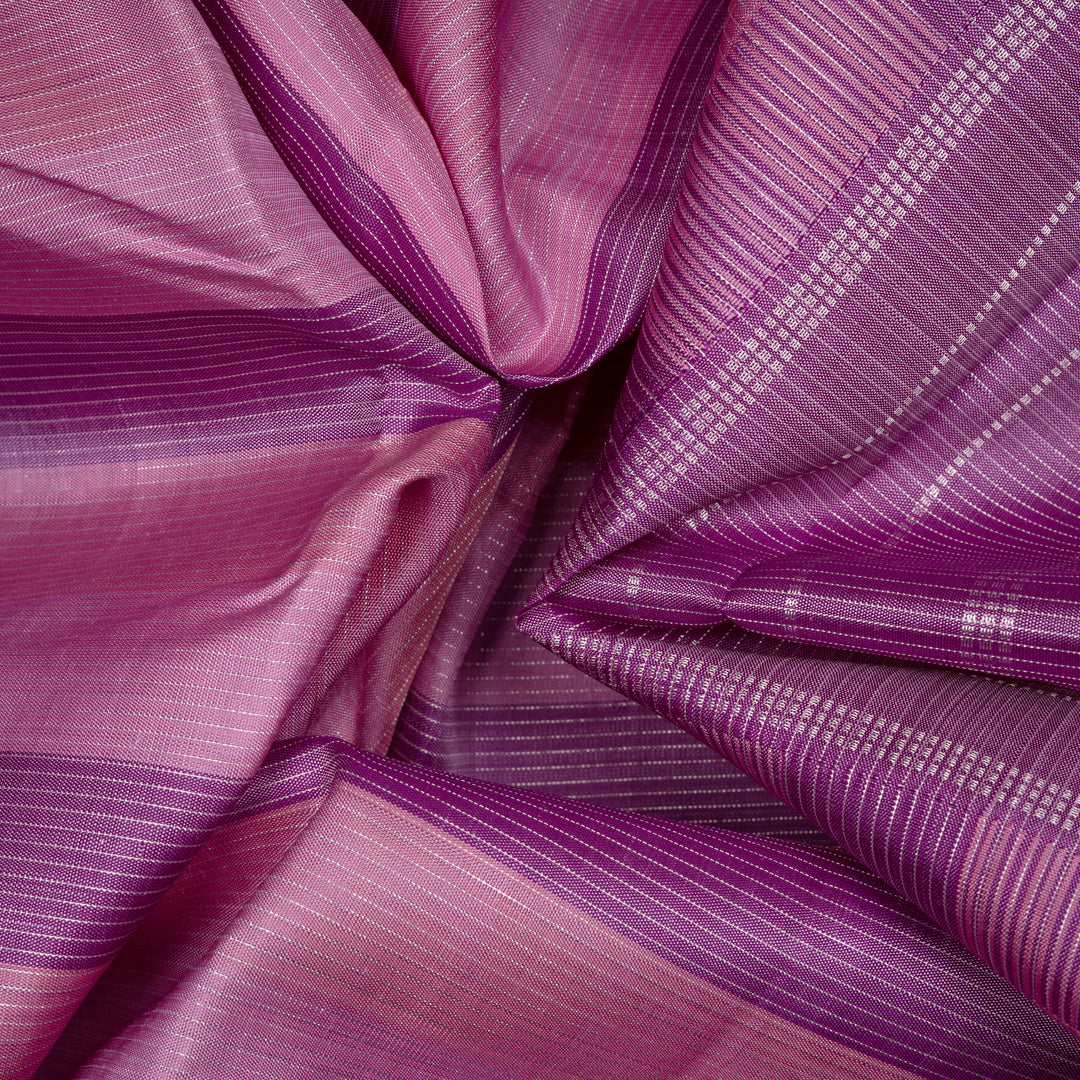 Handwoven Pink and Lavendar Kanjivaram Silk Saree - 2767T013041DSC