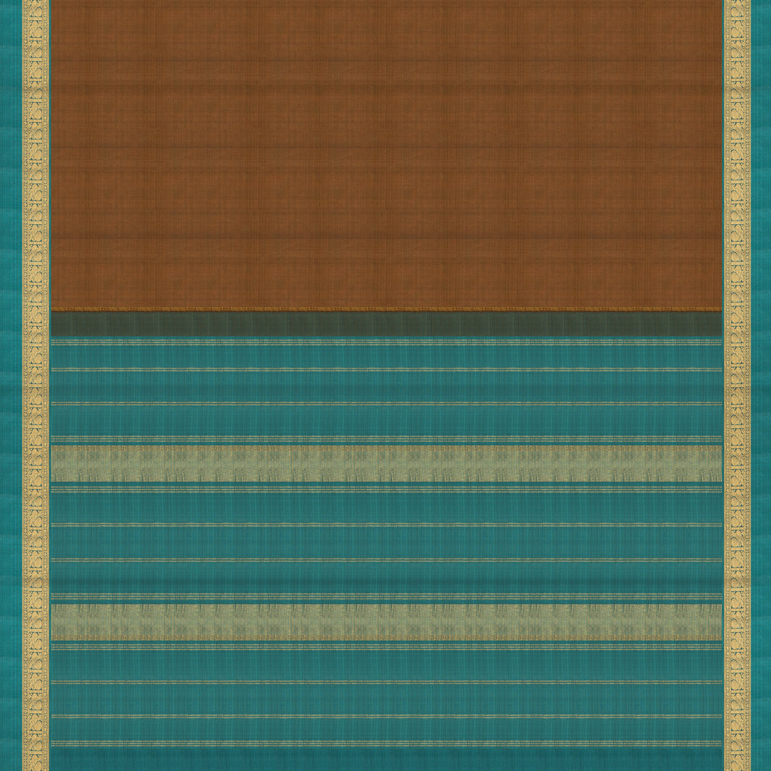 Handwoven Green with Blue Kanjivaram Silk Saree - 2768T013036DSC