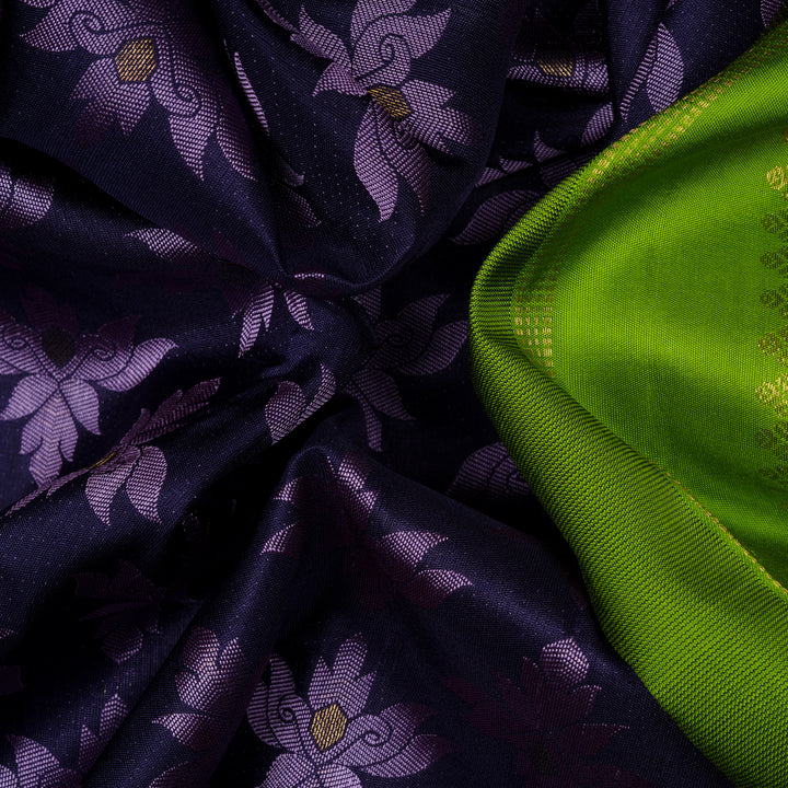 Closeup of Handwoven Kanjivaram Silk Saree