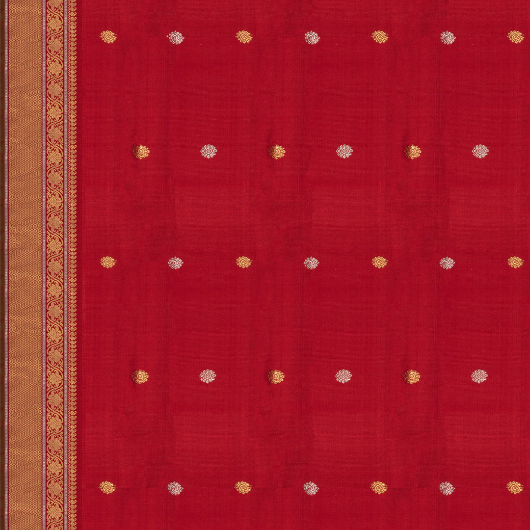 blouse of Handwoven Green with Red Gadwal Silk Saree 