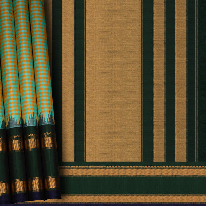Pleats/body of Handwoven Gadwal Silk Saree