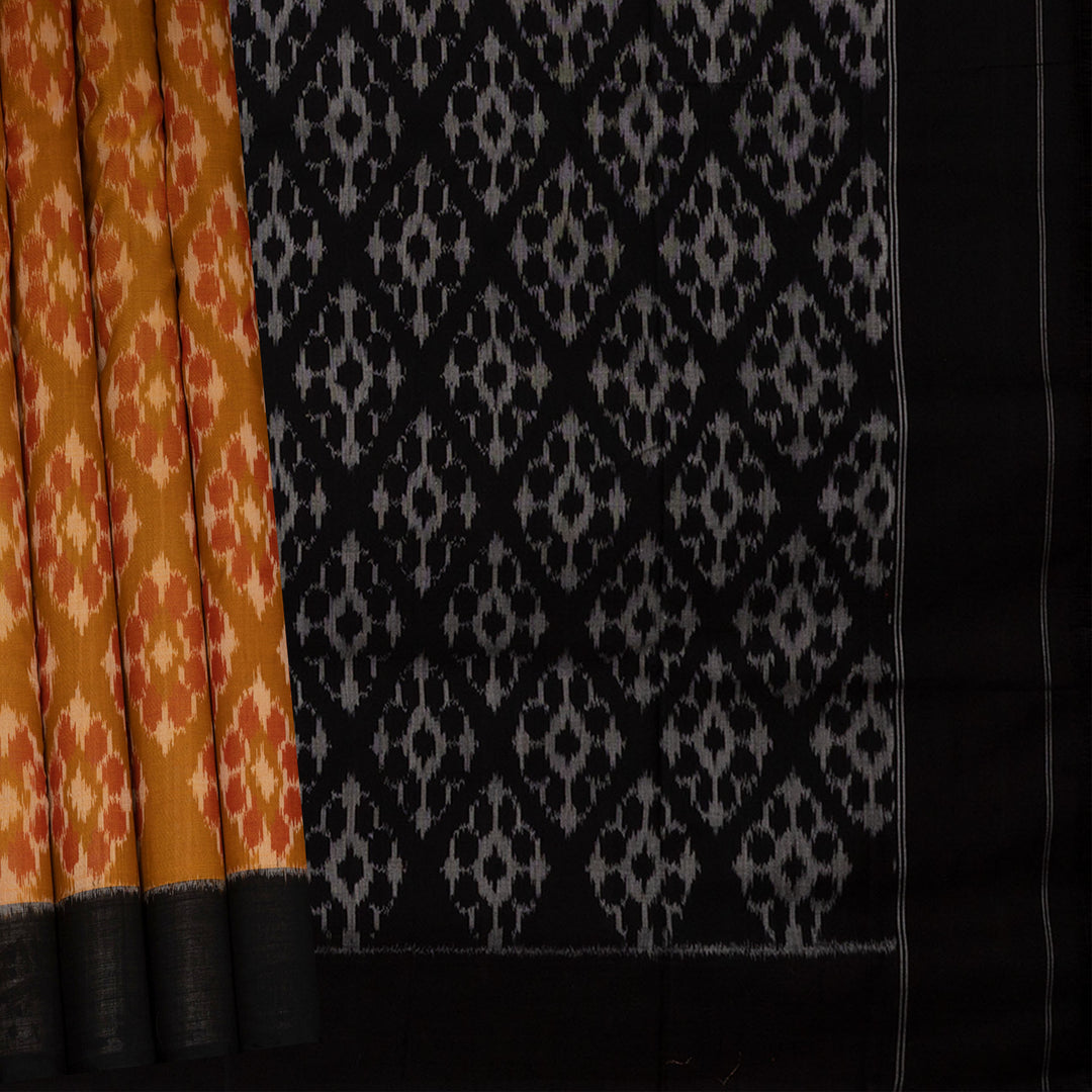 Pleats/body of Handwoven Cotton Ikat Saree