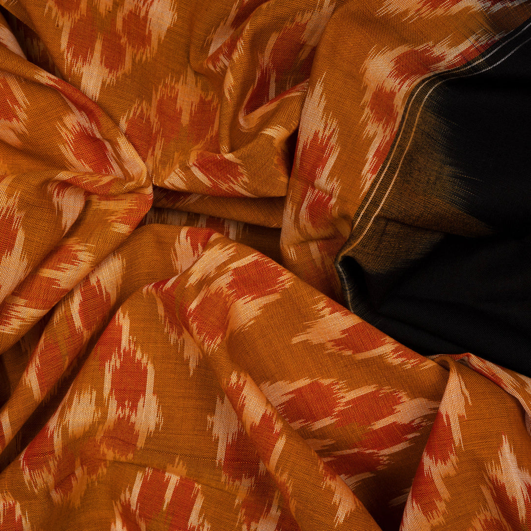 Closeup of Handwoven Cotton Ikat Saree