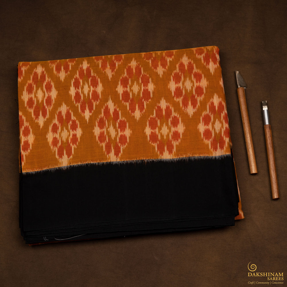 Folded Handwoven Cotton Ikat Saree