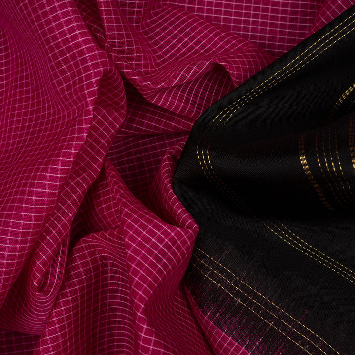Closeup of  Handwoven Cotton Ikat Saree 