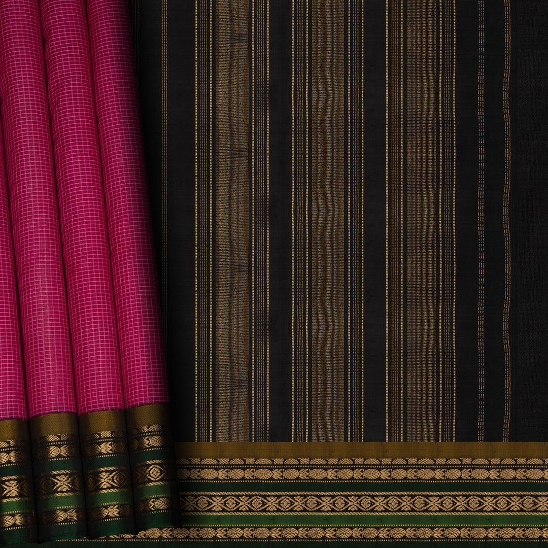 Pleats/body of  Handwoven Cotton Ikat Saree 