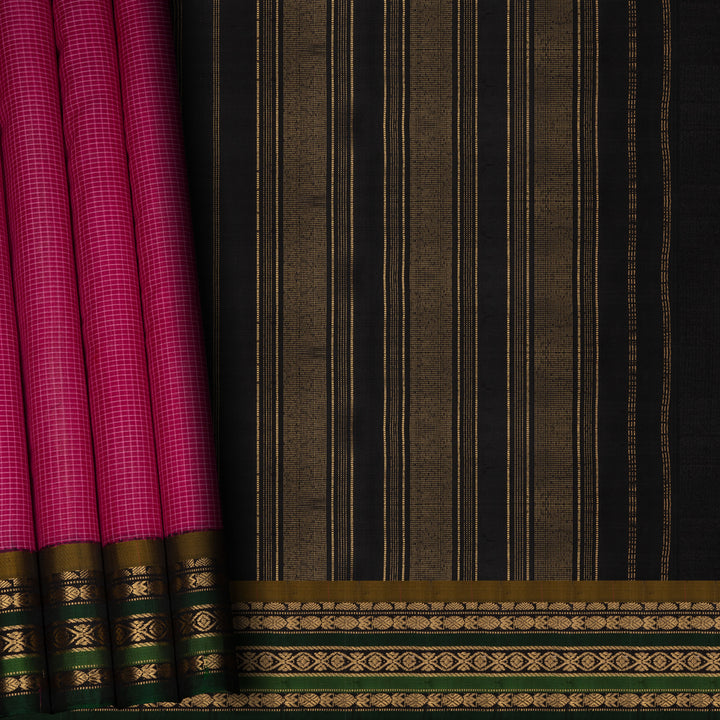 Pleats/body of  Handwoven Cotton Ikat Saree 