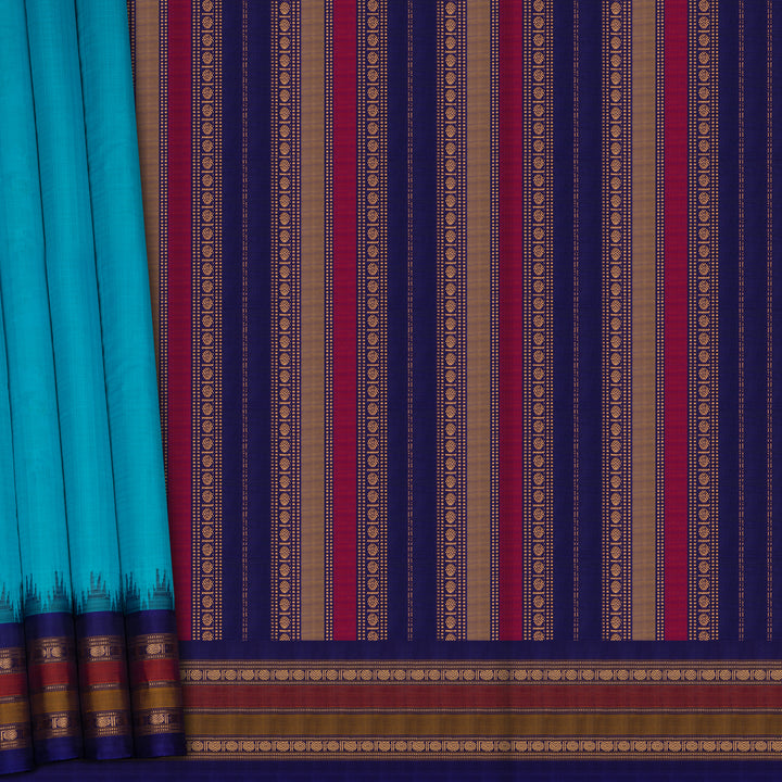 Pleats/body of Handwoven Gadwal Silk Cotton Saree
