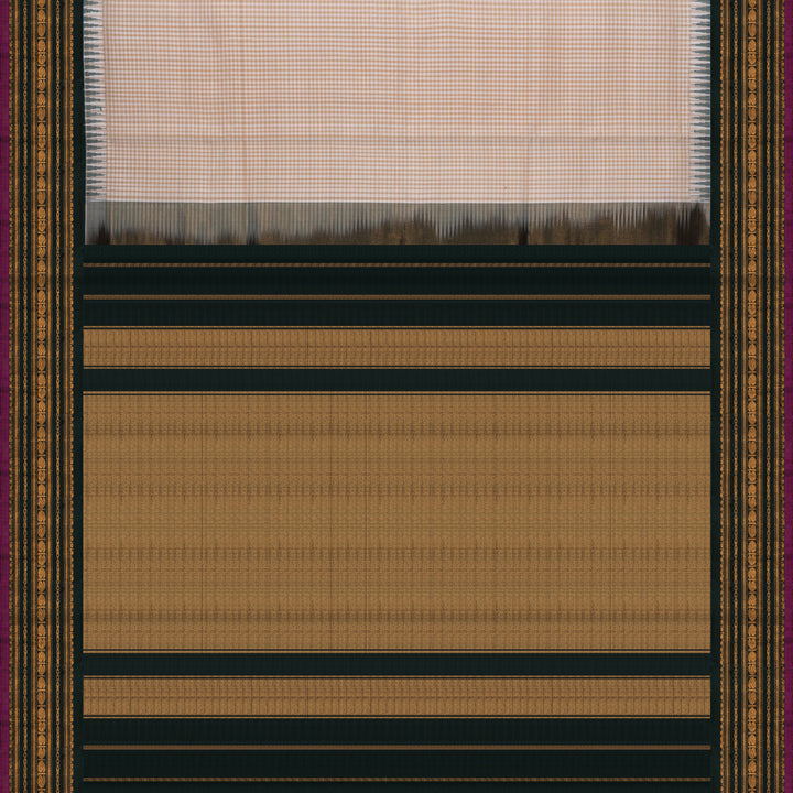 Pallu of Handwoven Kora Gadwal Silk Saree