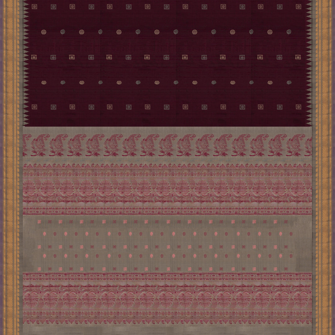 Pallu of Handwoven Dupion Gadwal Silk Saree