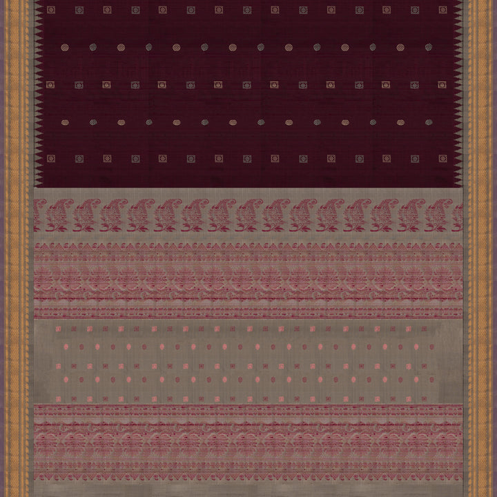 Pallu of Handwoven Dupion Gadwal Silk Saree