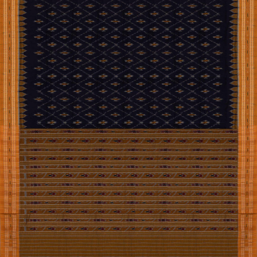 Pallu of Handwoven Ikat Cotton Saree 
