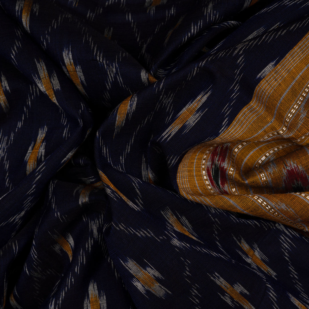 Closeup of Handwoven Ikat Cotton Saree 