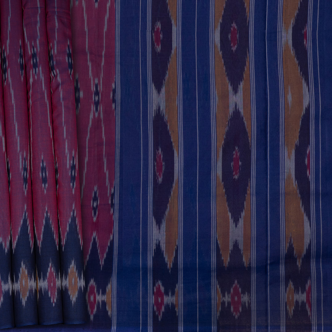 Pleats/body of Handwoven Ikat Cotton Saree