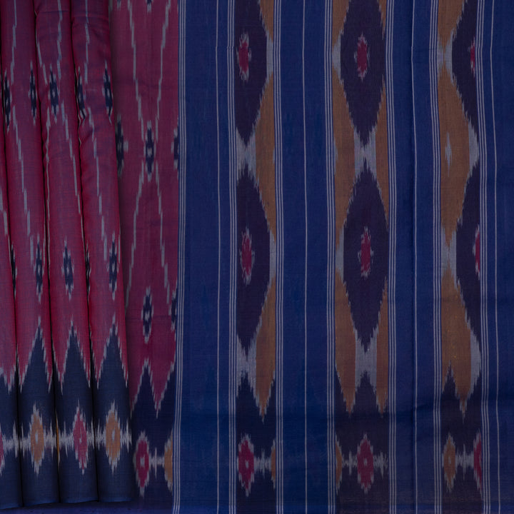 Pleats/body of Handwoven Ikat Cotton Saree