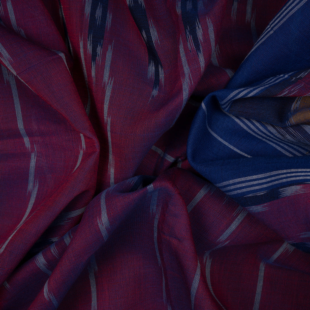 Closeup of Handwoven Ikat Cotton Saree