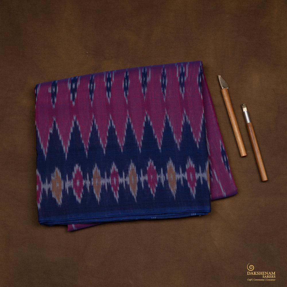 Folded Handwoven Ikat Cotton Saree