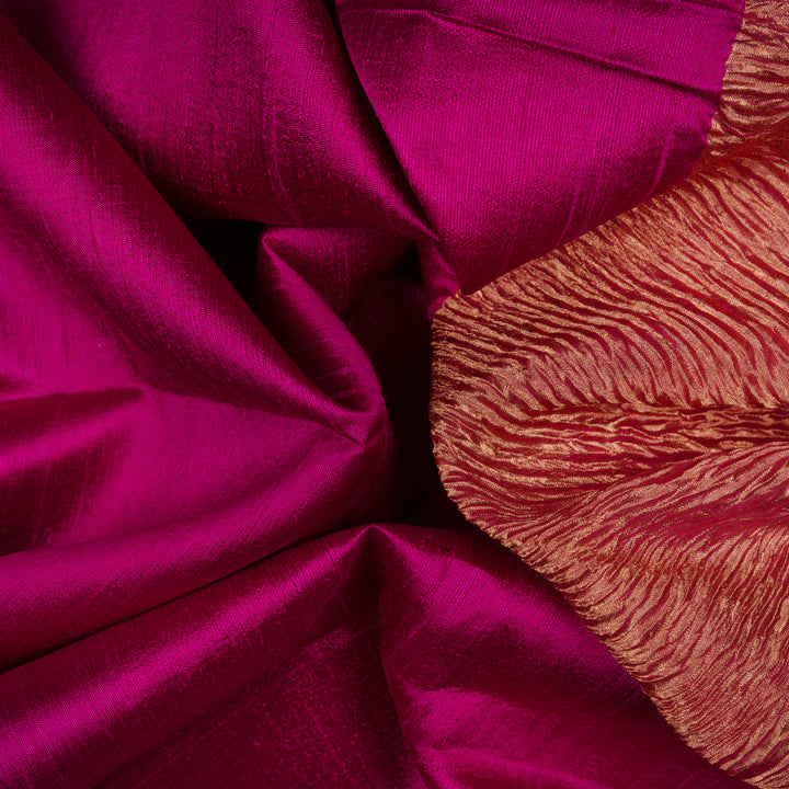 Closeup of Handwoven Dupion Soft Silk Saree 