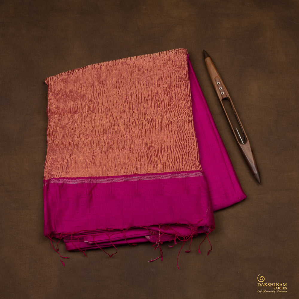 Folded Handwoven Dupion Soft Silk Saree 