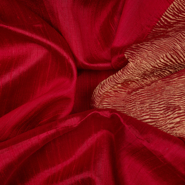 Closeup Handwoven Dupion Soft Silk Saree